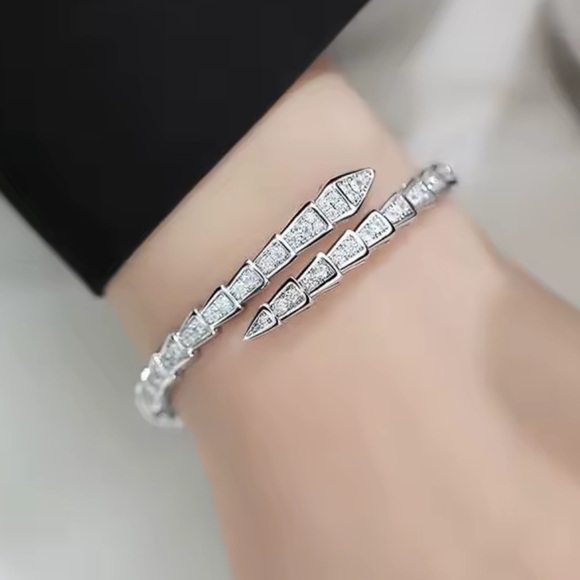 Serpenti Snake Crystal Silver Cuff Bracelet adjustable - Picture 1 of 10